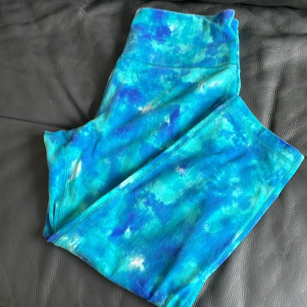 Active Yoga Exercise Pants Women Size M Blue Teal Tie Dye Athleisure Activewear